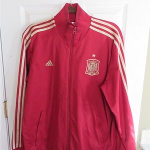 Adidas Crimson Spain Track Jacket with Gold Stripes